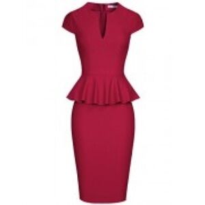 NWT - Red Peplum Pencil Dress - MUXXN - Size Small